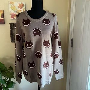 Hot Topic Steven Universe Cookie Cat Taupe Intarsia Crewneck Sweater